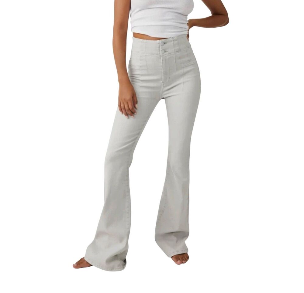 Free People Women’s Grey We the Free Jayde High Waist Flare Pants Size 32